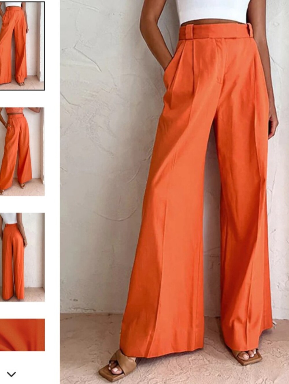 Commense Wide-Leg High-Rise Pants in Bright Orange